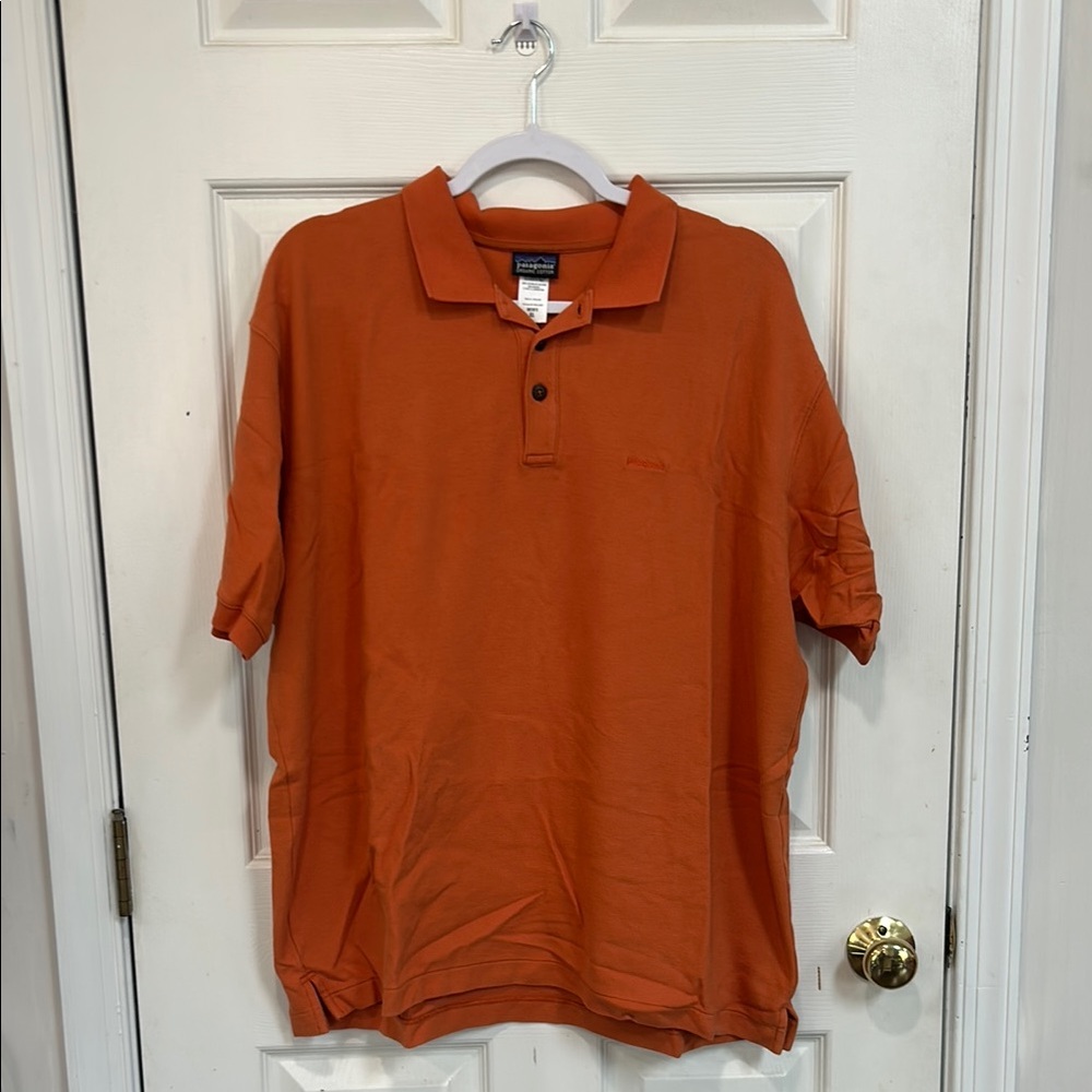 Patagonia Orange Polo Shirt with Short Sleeves and Relaxed Fit